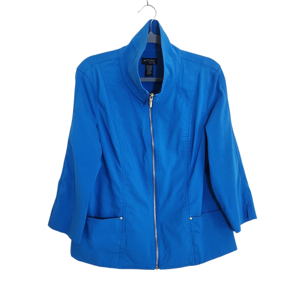Attyre New York Blue Zip-Up Jacket Size Large